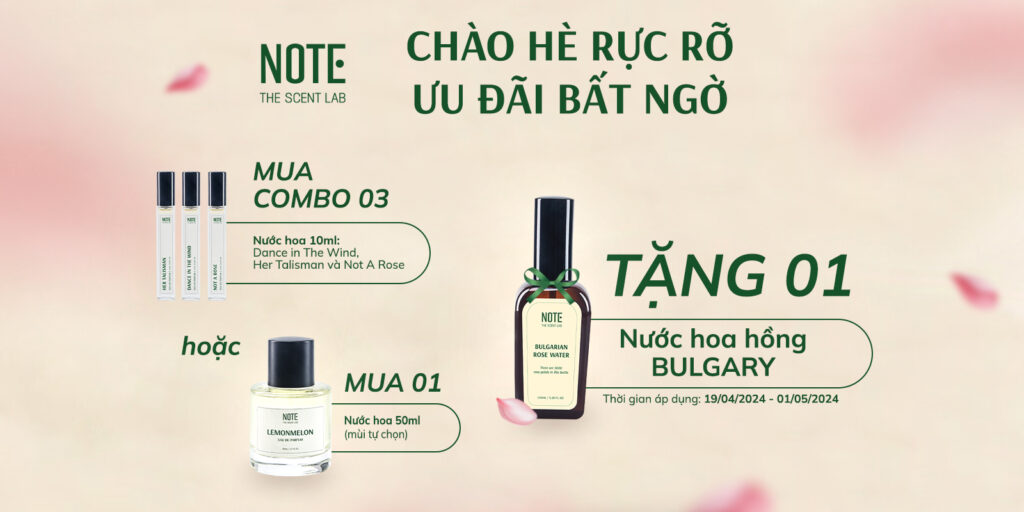 Khuyến mãi mua nước hoa tặng Bulgarian Rose Water 100ml - sản phẩm mùi hương từ NOTE - The Scent Lab - sản phẩm mùi hương từ NOTE - The Scent Lab